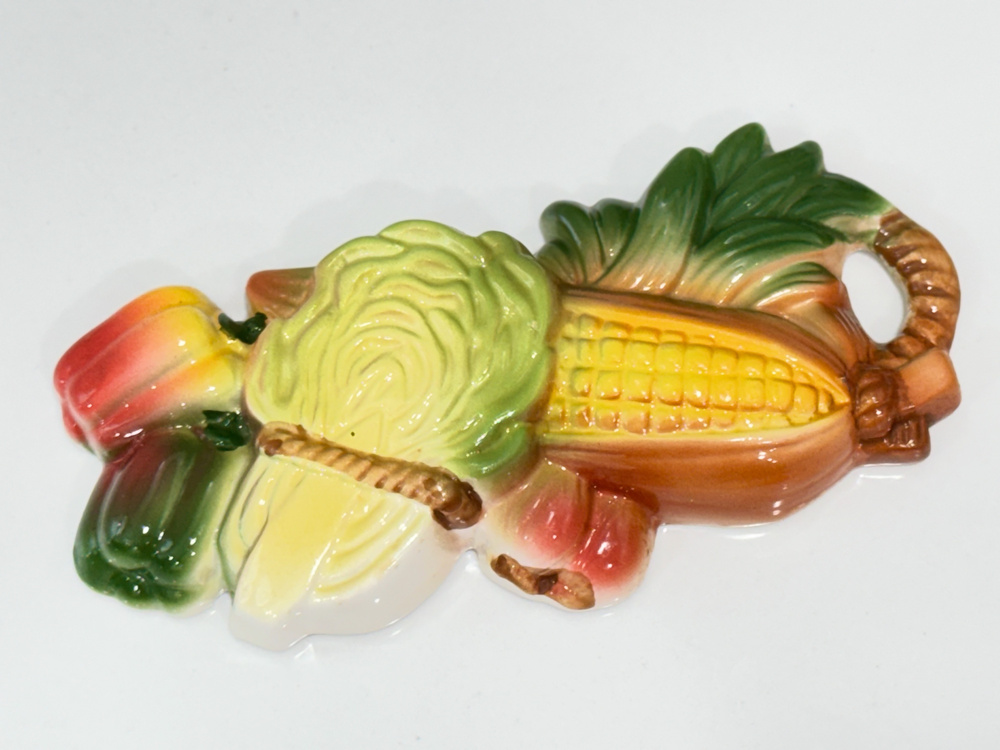 Vintage Retro 70's Ceramic 3D Vegetable Corn Wall Plaque Planter Kitchen Decor